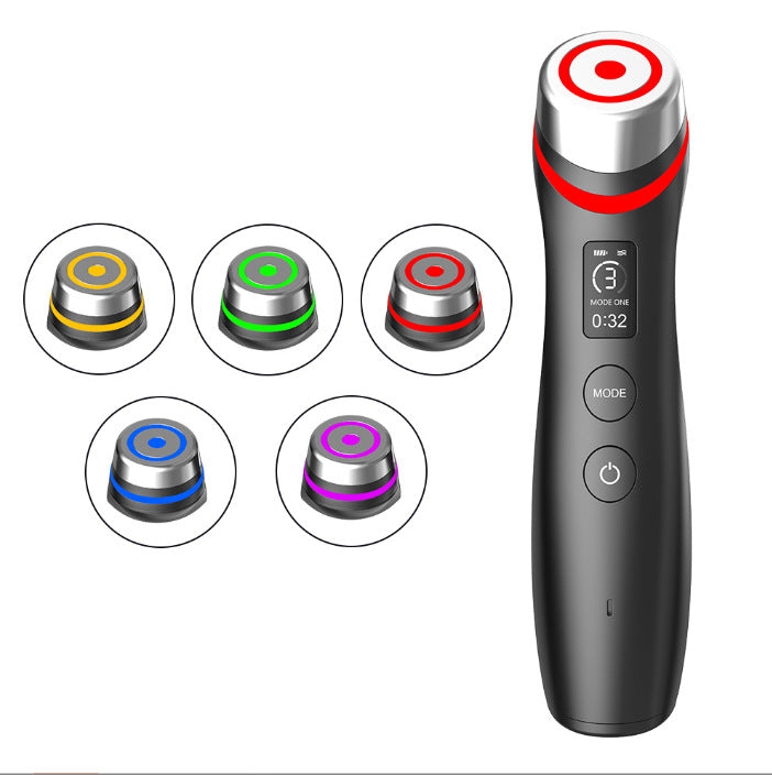New Product 5 Color Light Import EMS Micro-current Vibration Massager Red Blue Light Water Light Pore Beauty Instrument