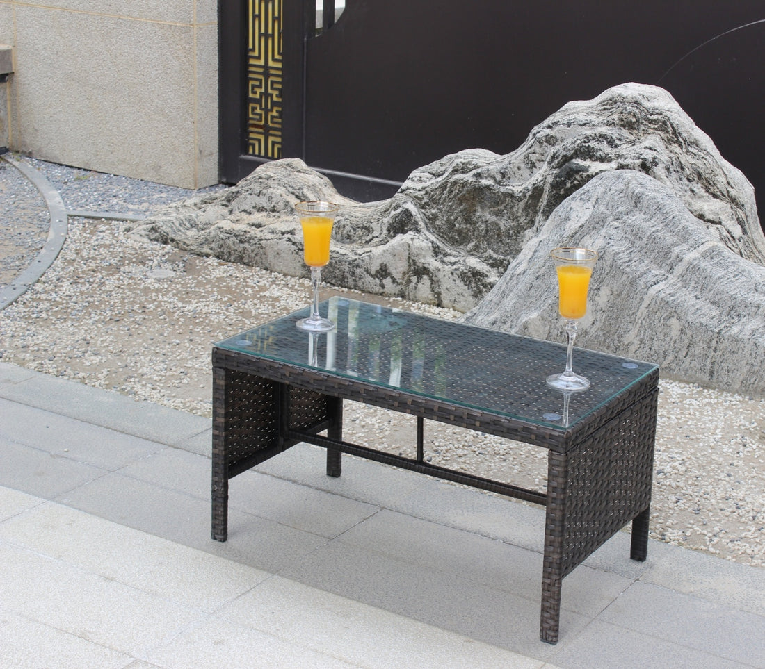 Outdoor Patio Furniture 1 Coffee Table With Clear Tempered Glass